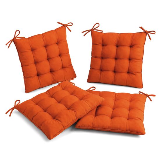 Lot de 4 galettes de chaise en polyester 40 x 40 cm orange