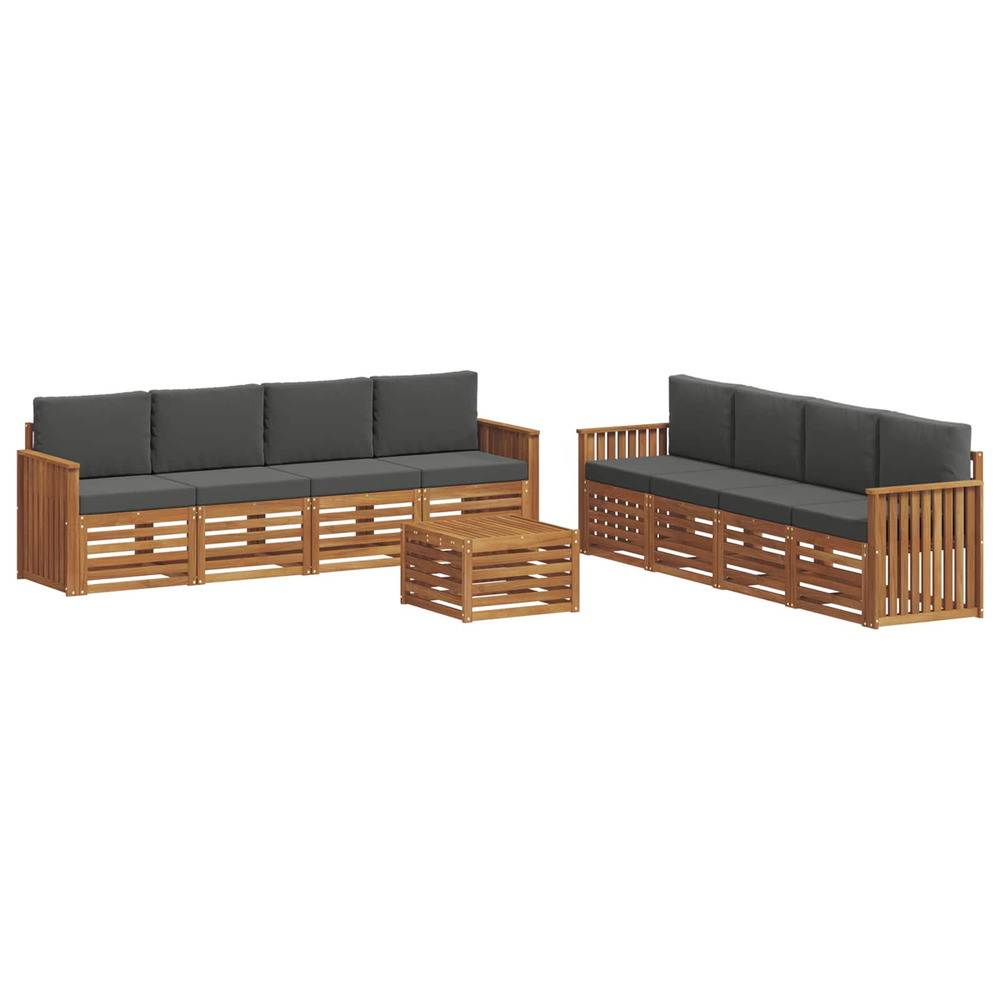 Ensembles de canapés avec coussin 9 pcs naturel et anthracite