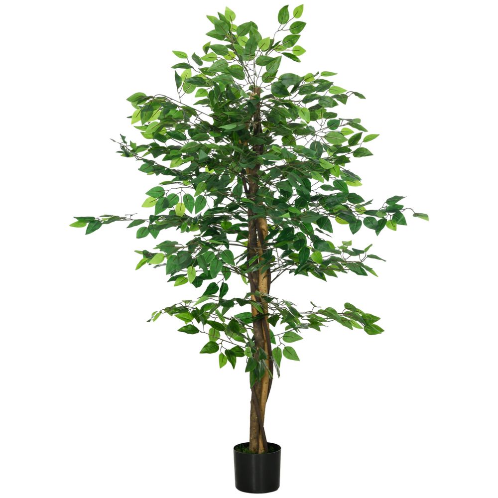 Plante artificielle ficus plastique peva déco intérieur tronc réaliste 150cm vert