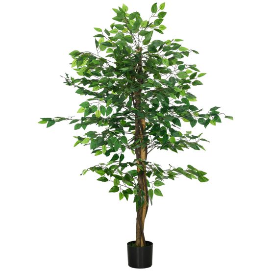 Plante artificielle ficus plastique peva déco intérieur tronc réaliste 150cm vert