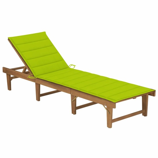 Chaise longue pliable avec coussin bois d'acacia solide