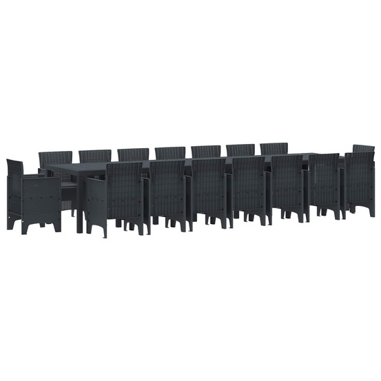 Ensemble de salle à manger de jardin avec coussins 17 pcs