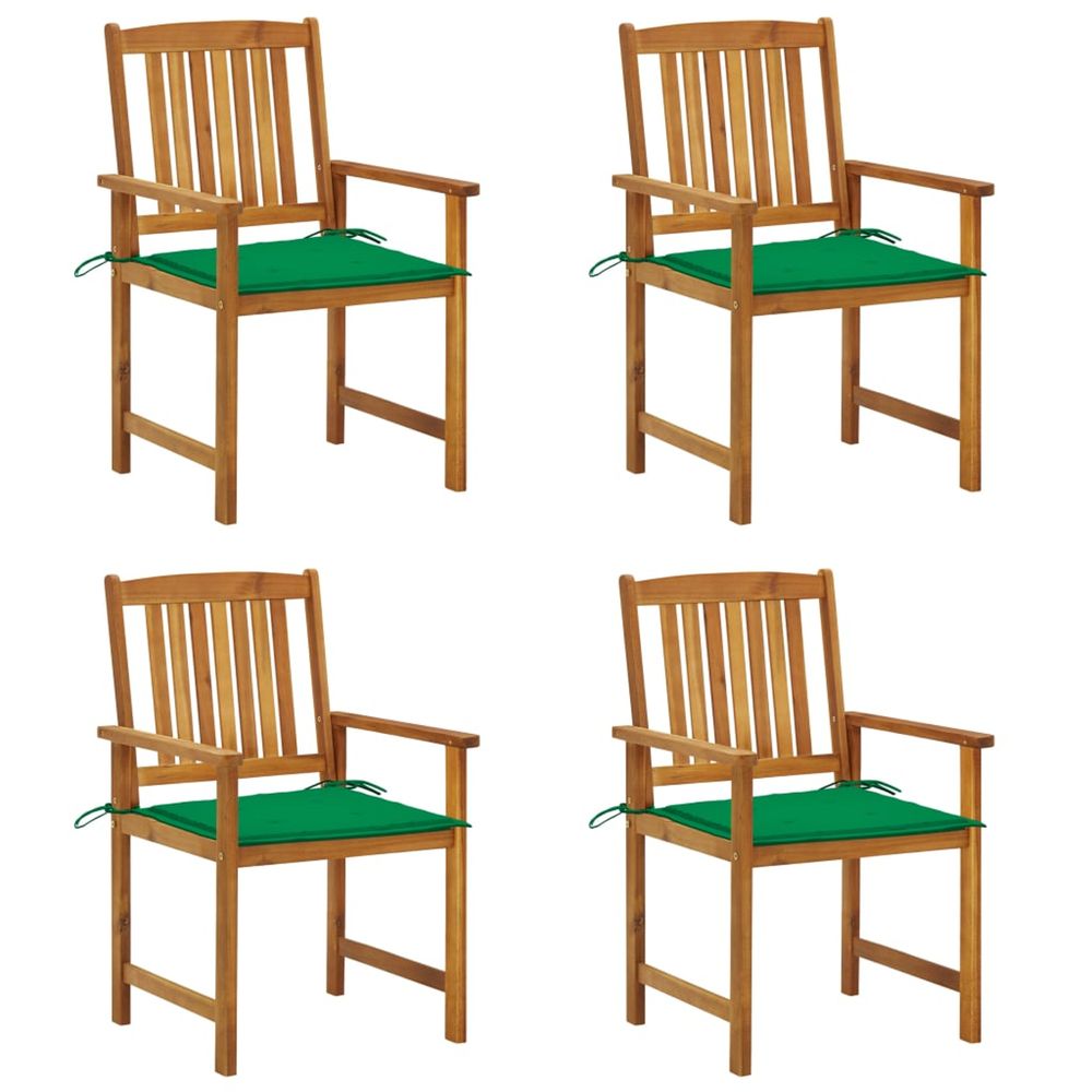 Chaises de jardin avec coussins lot de 4 bois d'acacia massif