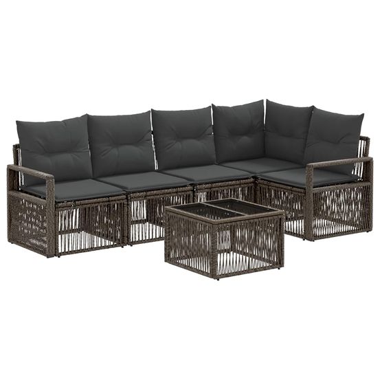Ensemble de canapé de jardin 6 pc gris polyrotin