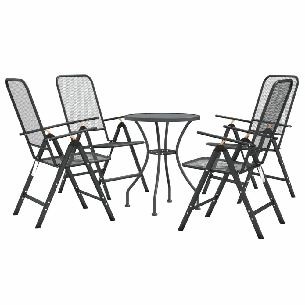 Mobilier à dîner salon de jardin 5 pièces maille métal anthracite
