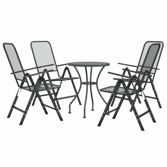 Mobilier à dîner salon de jardin 5 pièces maille métal anthracite