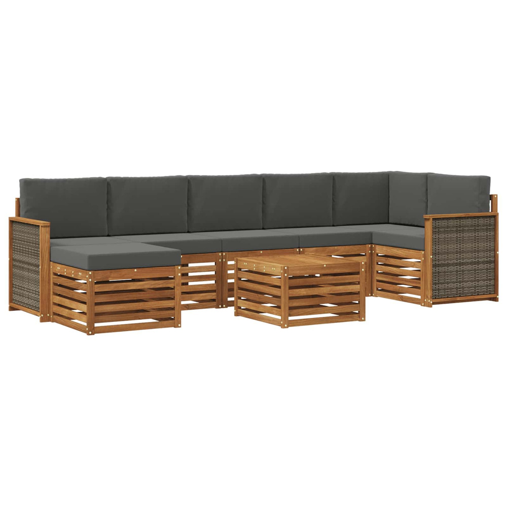 Ensemble de canapés d'extérieur 7 pcs naturel et anthracite