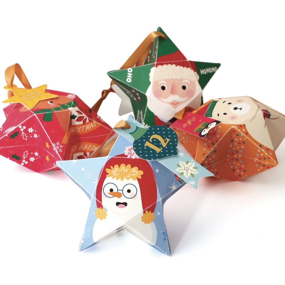 Kit pour faire son propre calendrier de l'avent - boîtes étoiles