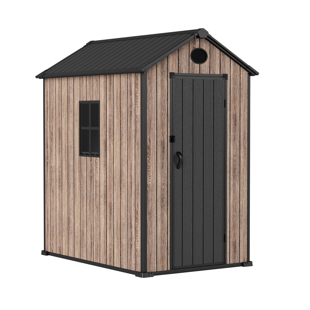 Abri de jardin en résine 2,70m2 oak o30 - plancher inclus – fenêtre latérale – effet bois premium – protection uv et imperméable