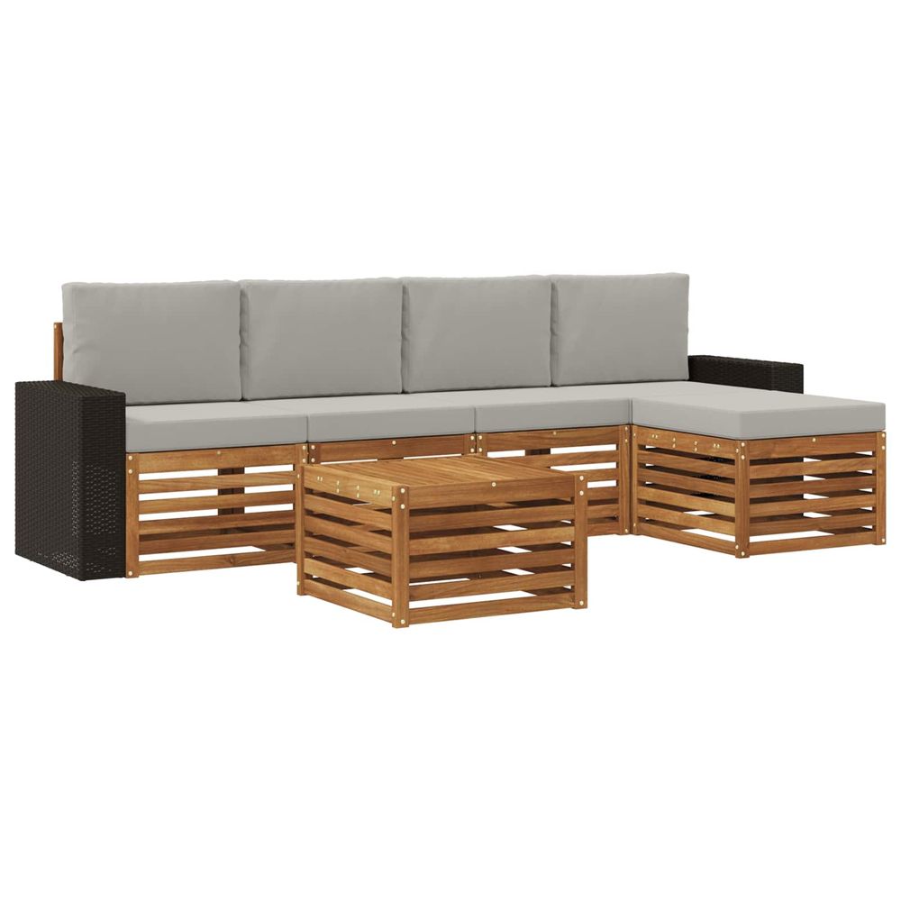 Ensemble de canapés d'extérieur 6 pc naturel et gris clair