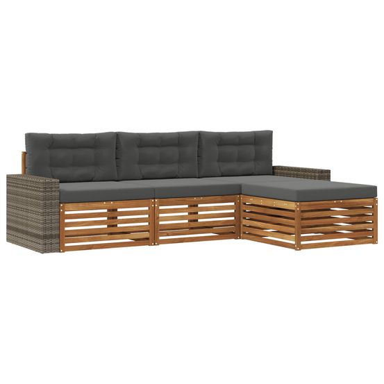 Ensemble de canapés d'extérieur 4 pc naturel et anthracite