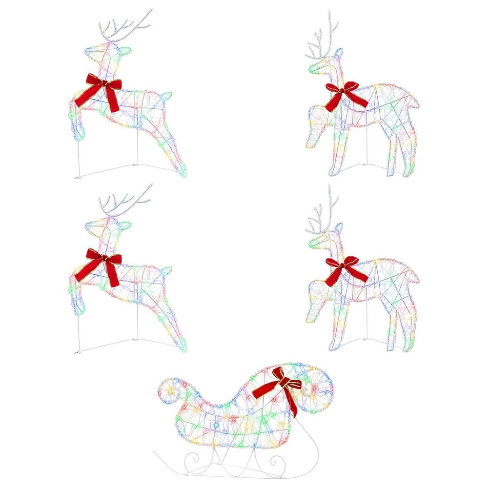 Renne de noël avec traîneau 5 pc 100 led multicolore