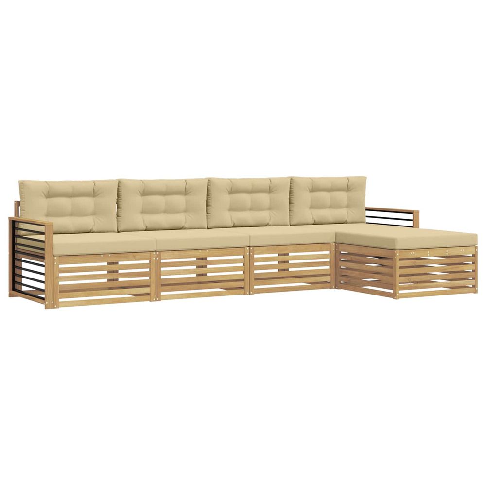 Ensemble de canapés d'extérieur 5 pc blanc et beige polyester
