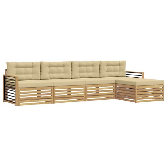 Ensemble de canapés d'extérieur 5 pc blanc et beige polyester