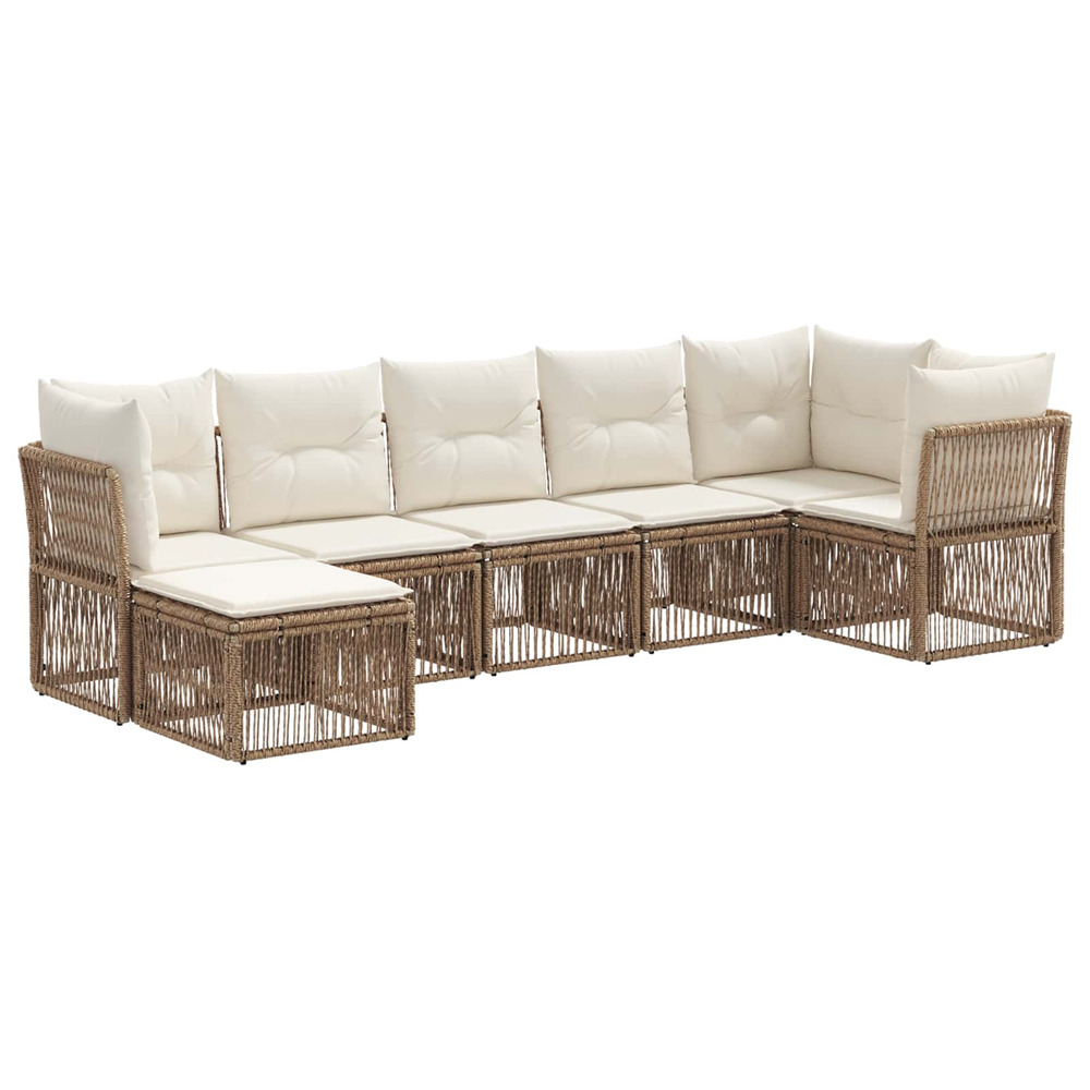 Ensemble de canapé de jardin 7 pcs beige polyrotin
