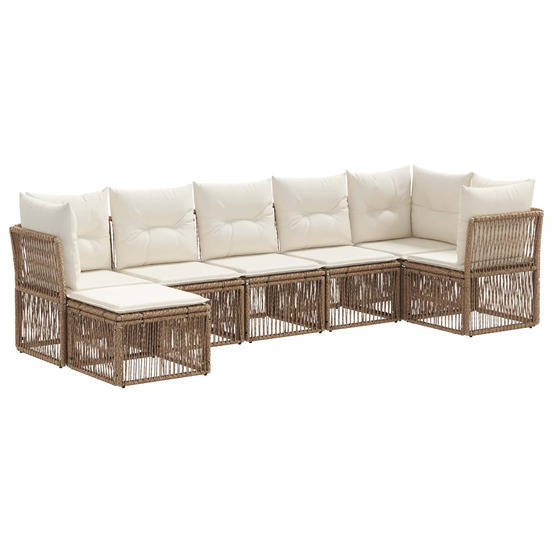 Ensemble de canapé de jardin 7 pcs beige polyrotin