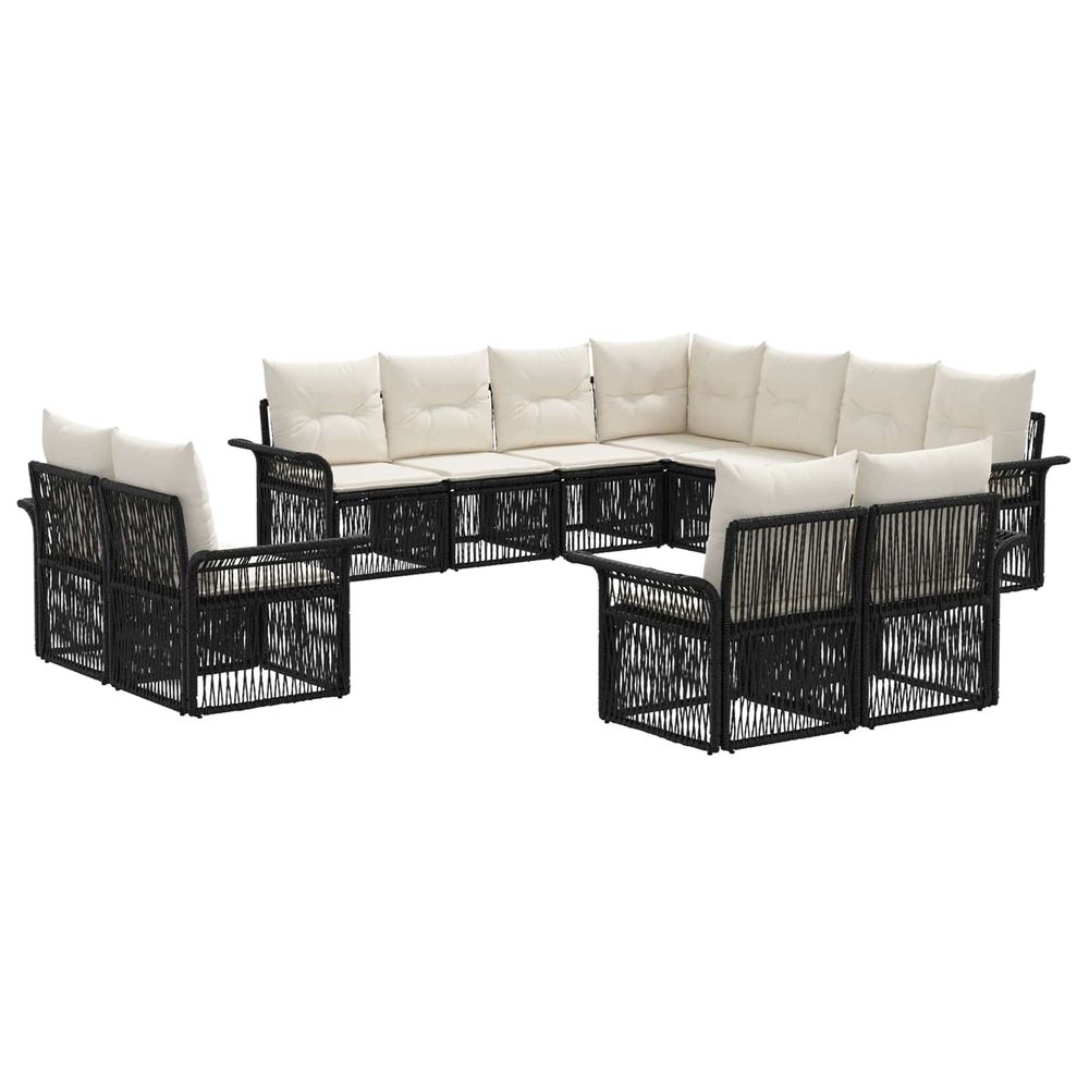 Ensemble de canapé de jardin 11 pc noir et blanc crème