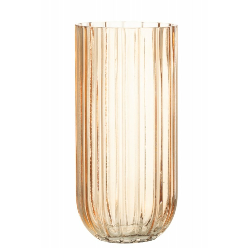 Vase avec ligne en verre rose 12x12x25 cm