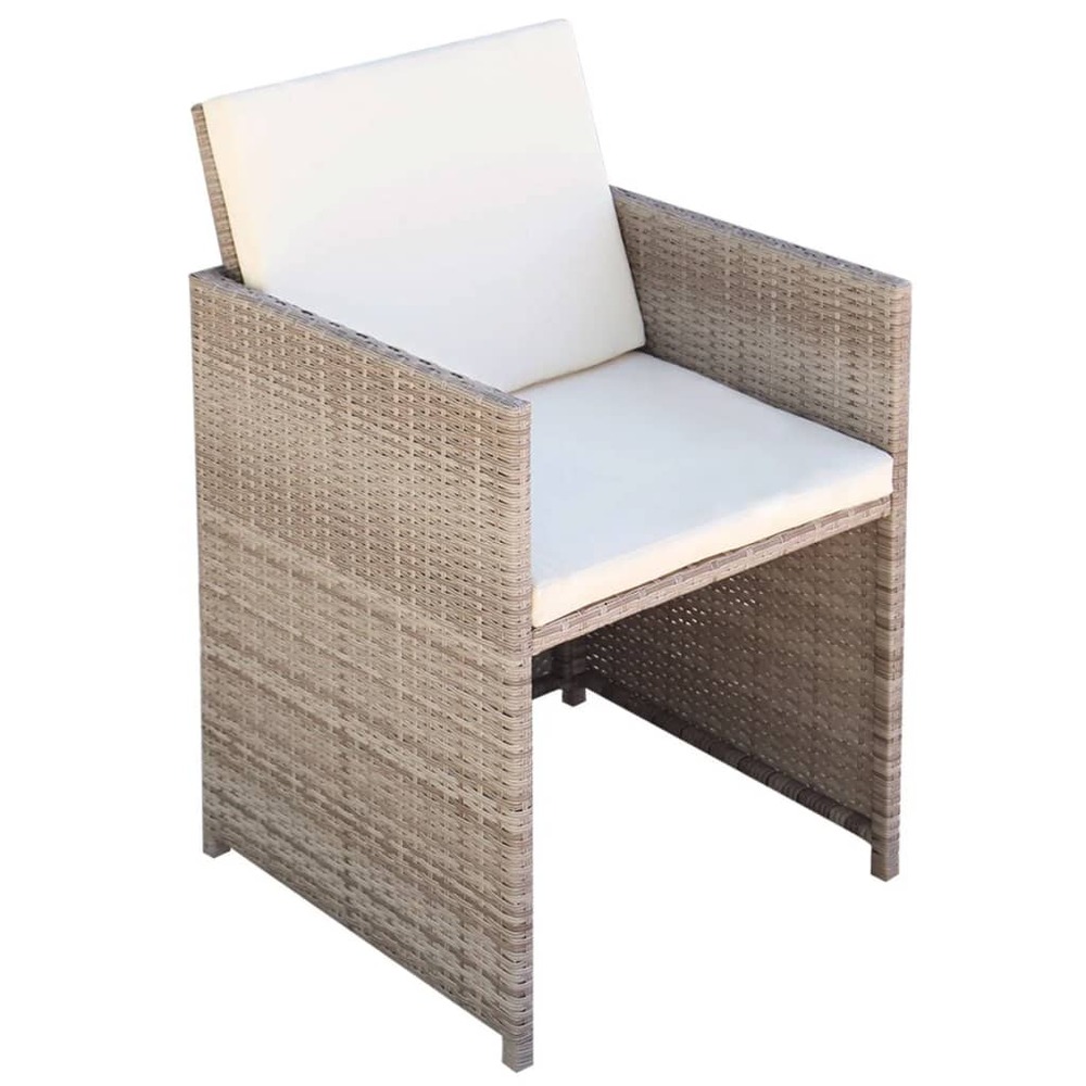 Chaises de jardin lot de 2 avec coussins résine tressée beige