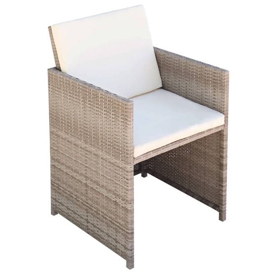 Chaises de jardin lot de 2 avec coussins résine tressée beige