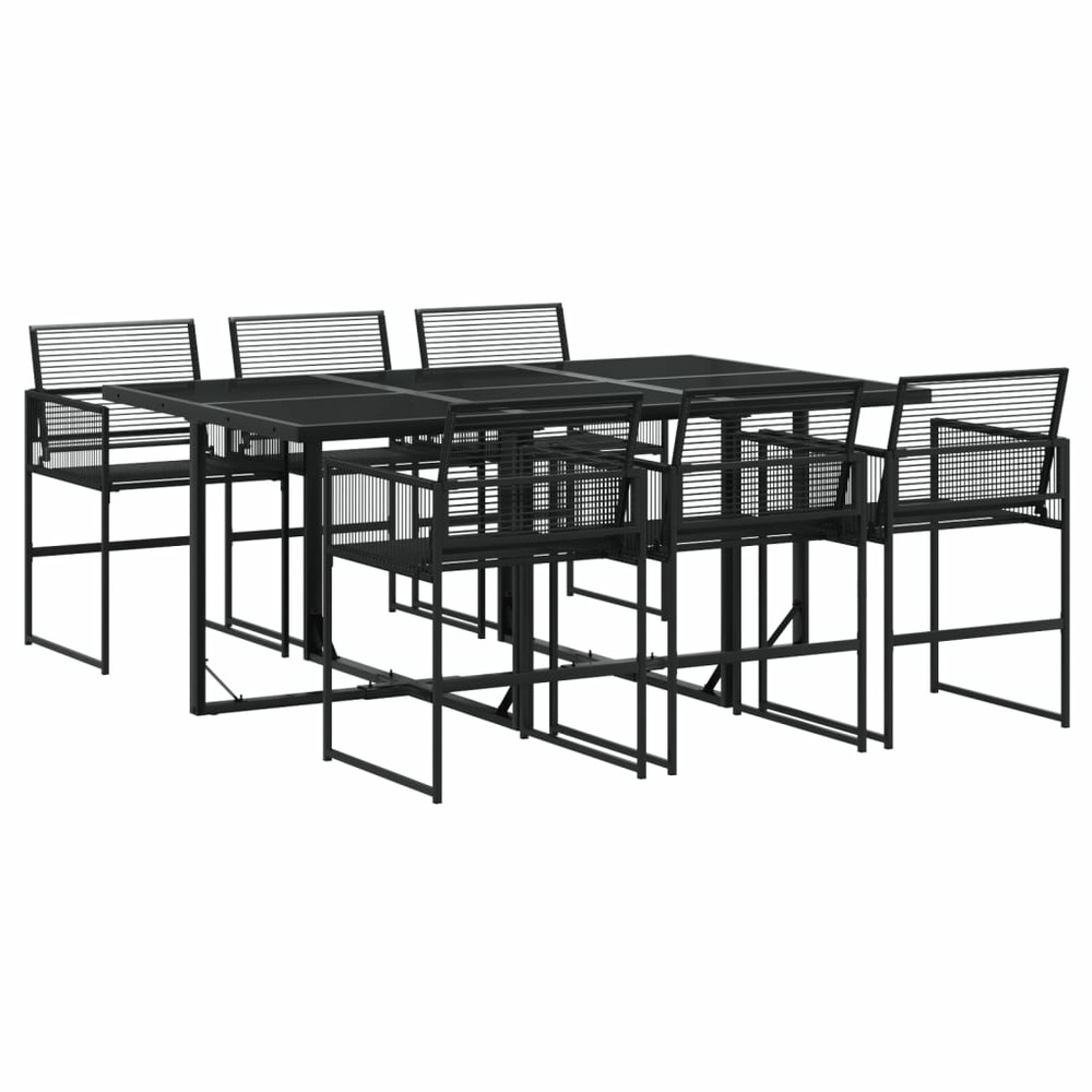 Ensemble à manger de jardin 7 pcs noir résine tressée