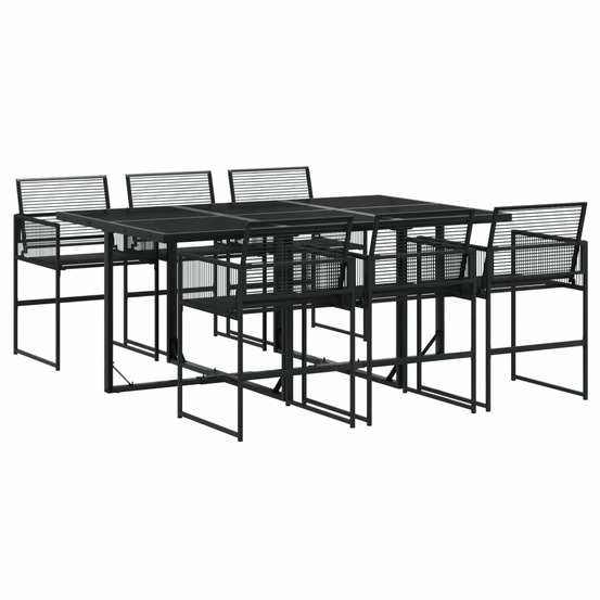 Ensemble à manger de jardin 7 pcs noir résine tressée