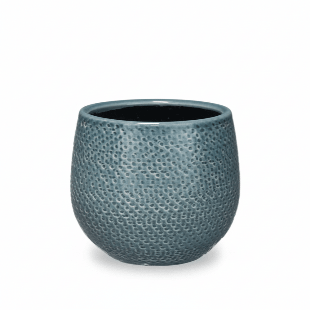 Pot de fleurs rond bleu - d.14cm