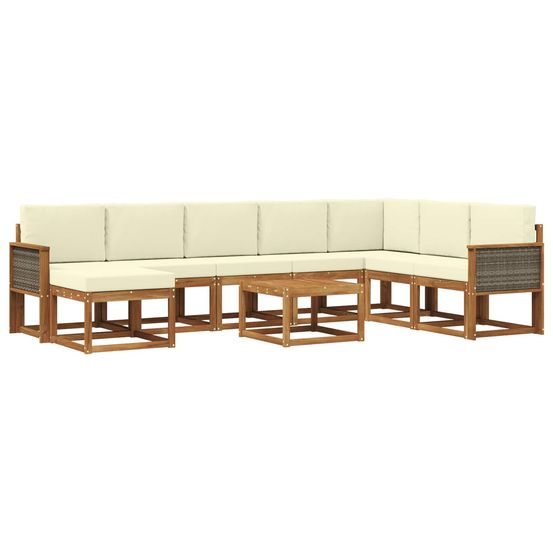 Ensemble de canapés d'extérieur 9 pc naturel et crème