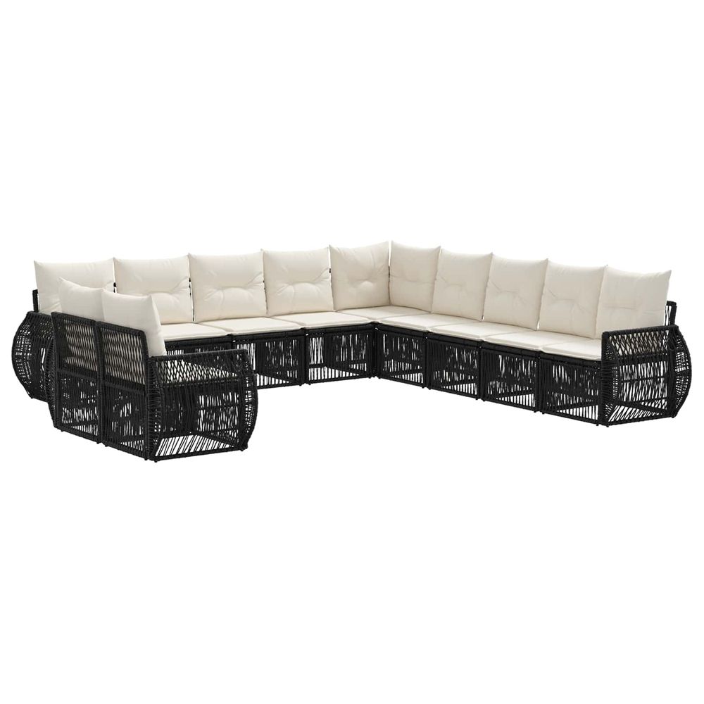 Ensemble de canapé de jardin 11 pc noir et blanc crème