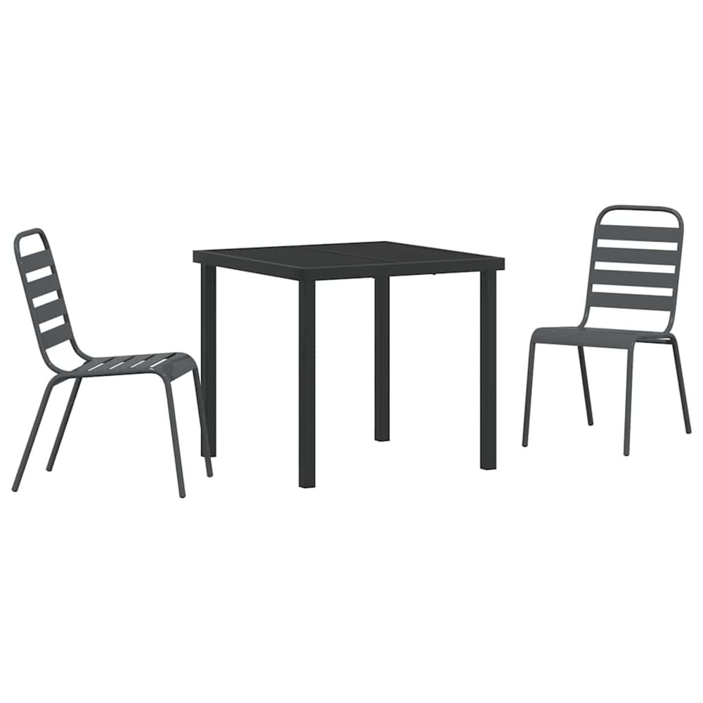 Ensemble de salle à manger pour jardin 3 pcs anthracite