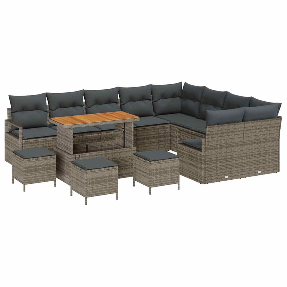 Ensemble de canapé de jardin 13 pc gris polyrotin