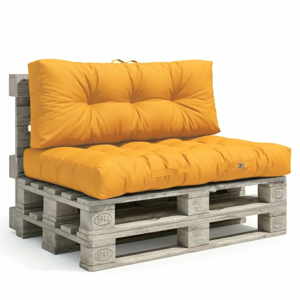 Coussins matelas pour palette 120x80x20 en polyester jaune miel