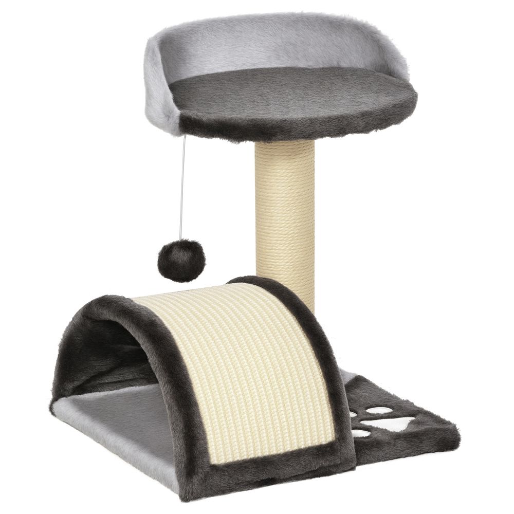 Arbre à chat design bois pour maison amusement et détente 35x37x46cm gris
