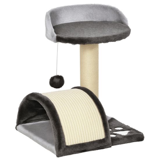 Arbre à chat design bois pour maison amusement et détente 35x37x46cm gris