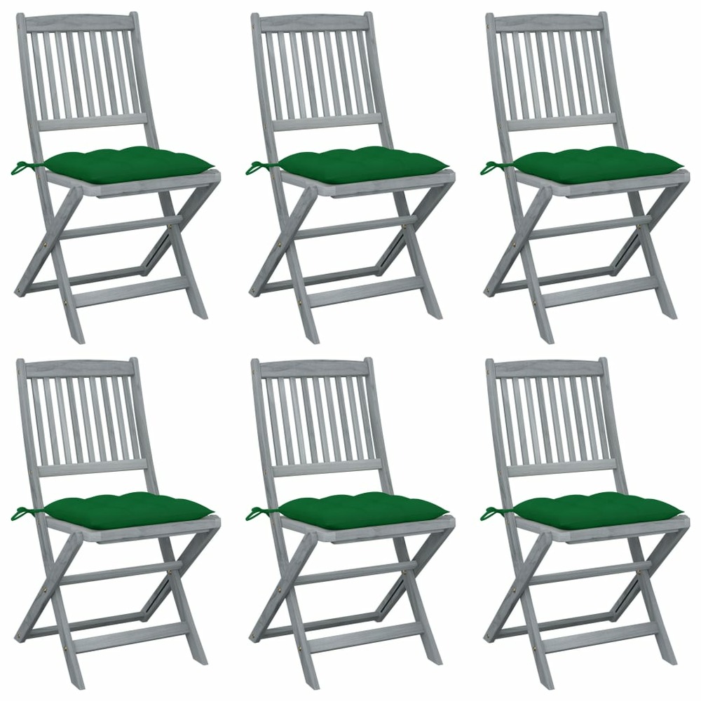 Chaises pliables d'extérieur lot de 6 et coussins bois d'acacia