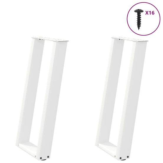 Pieds de table console en u, 2 pièces, blanc, 38 x (72-73) cm, acier