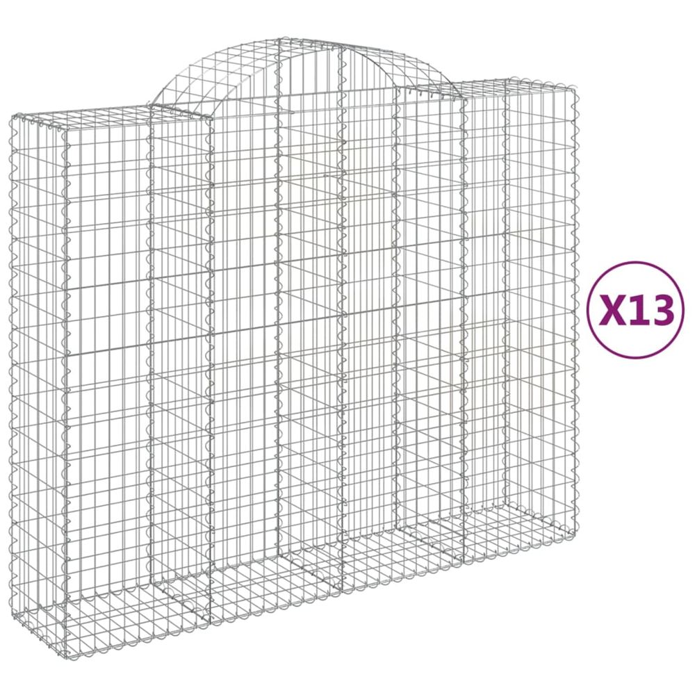 Paniers à gabions arqués 13 pcs 200x50x160/180 cm fer galvanisé