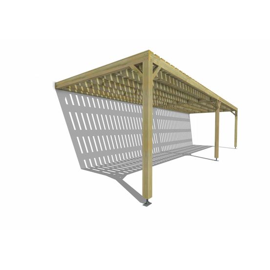 Pergola bois • 10m x 3m • adossée • sens largeur • platelage bois • livraison comprise