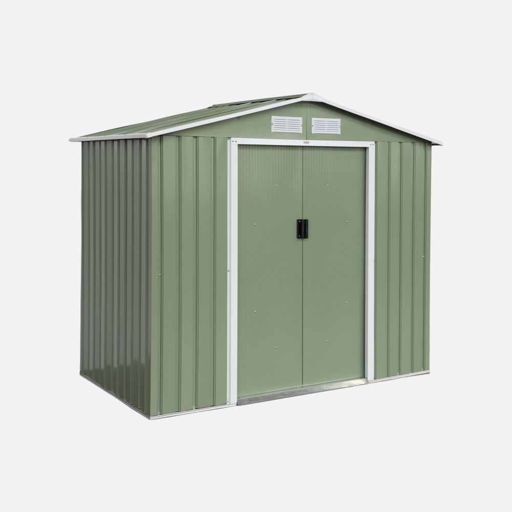 Abri de jardin en métal - houtland, 2,71 m² - cabane à outils avec double portes coulissantes, kit de fixation sol inclus, l 213 x p