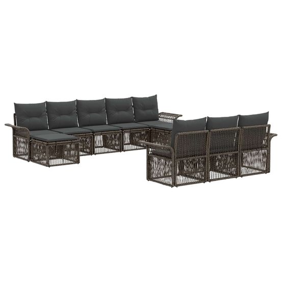 Ensemble de canapé de jardin 10 pc gris polyrotin