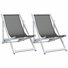 Chaises de plage pliantes 2 pcs gris aluminium et textilène