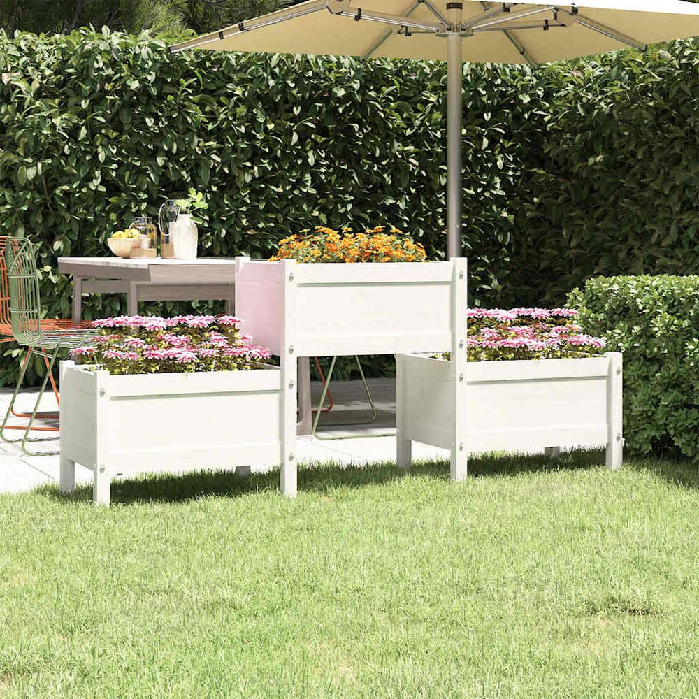 Jardinière surélevée en bois de pin massif pour balcon et terrasse 178.5 cm blanc
