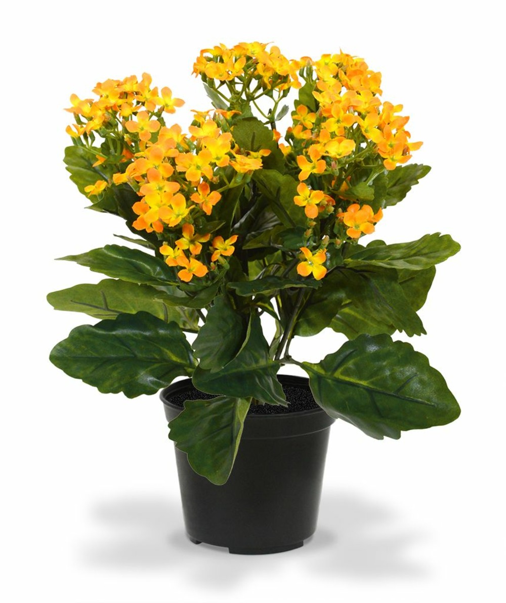 Plante artificielle de kalanchoé 30 cm orange en pot