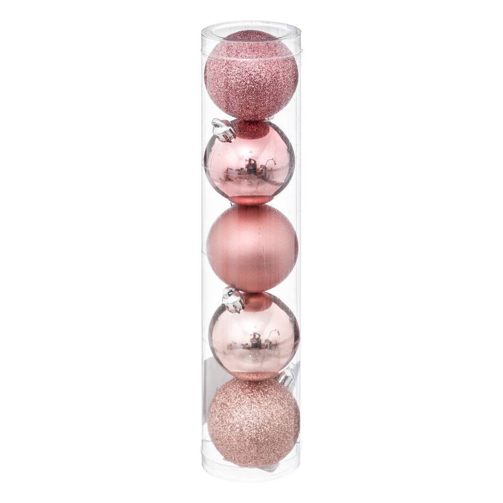 Boule de noël 50 mm x 5 rose