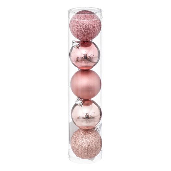 Boule de noël 50 mm x 5 rose
