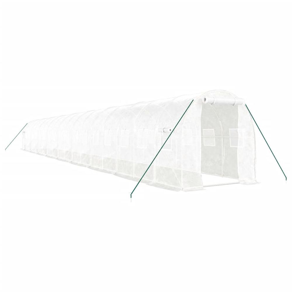 Serre avec cadre en acier blanc 36 m² 18x2x2 m