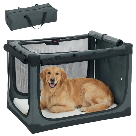 Cage transport grand chien acier tissu oxford voyage voiture pliable vert