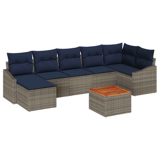 Ensemble de canapé de jardin 8 pcs gris et bleu marine