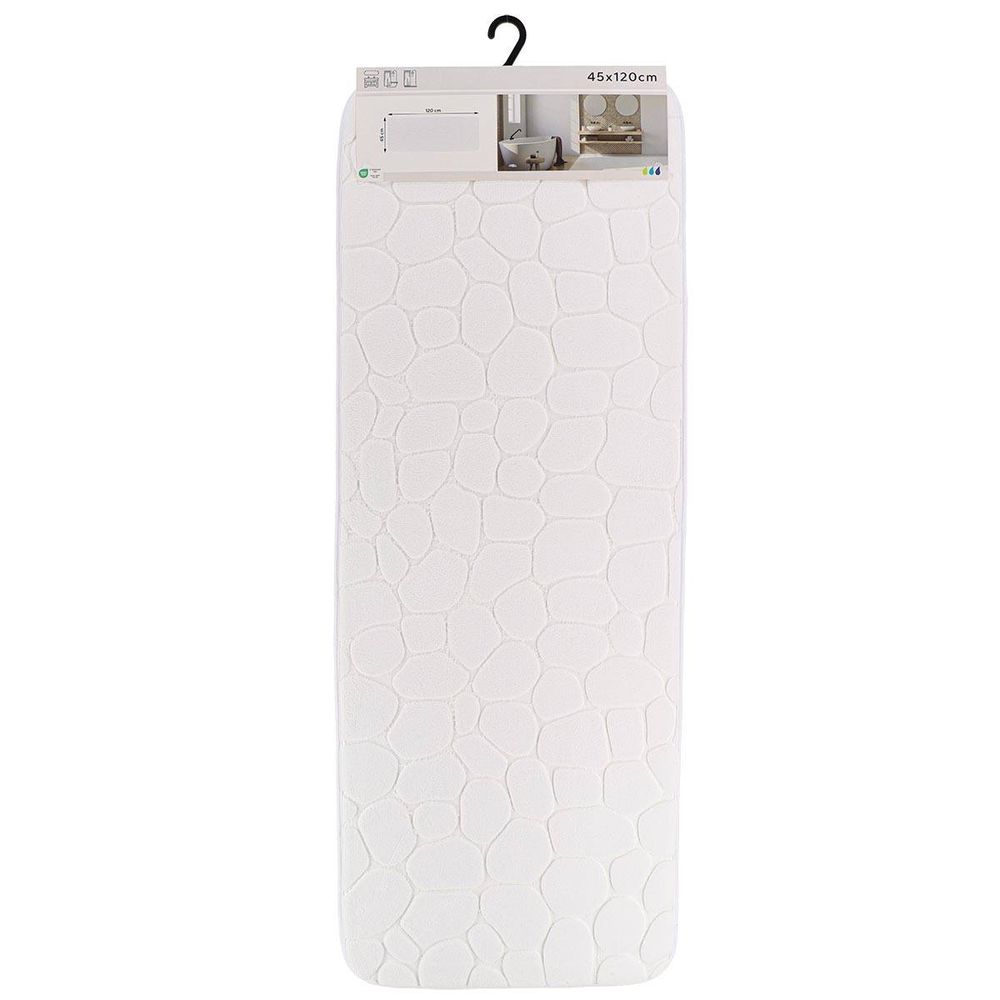 Tapis memoire de forme microfibre galet 45x120 cm - blanc