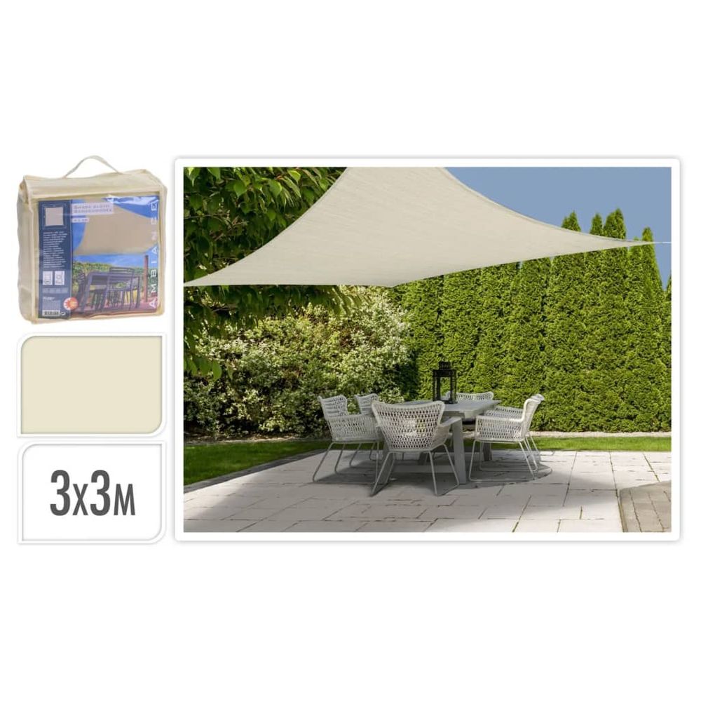 Toile d'ombrage 3x3 m blanc cassé carré